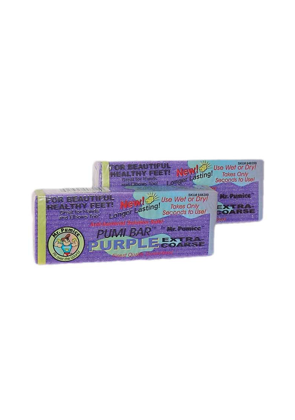 Purple Mr. Pumice Pumi Bar Extra Coarse for tough callus removal. Long-lasting and antibacterial.