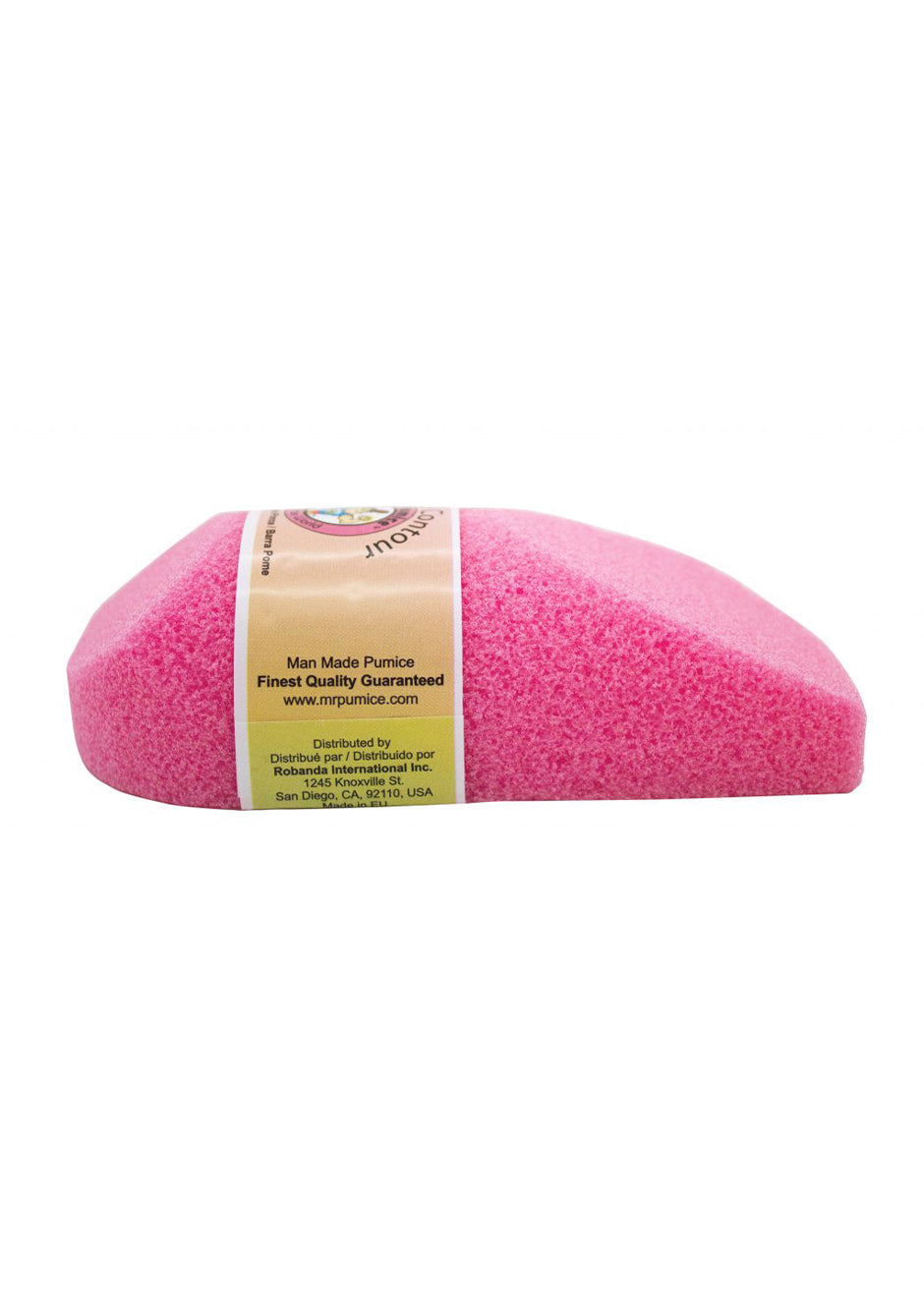 ide view of the pink Mr. Pumice Contour Bar showing texture and label.