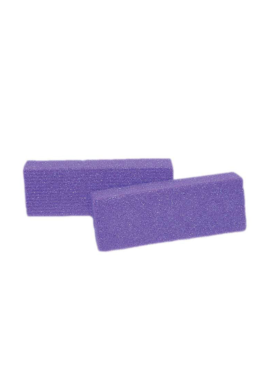 Two purple Mr. Pumice exfoliating bars for intensive foot care and skin smoothing.